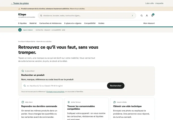 Aperçu de l’accueil Labo utile