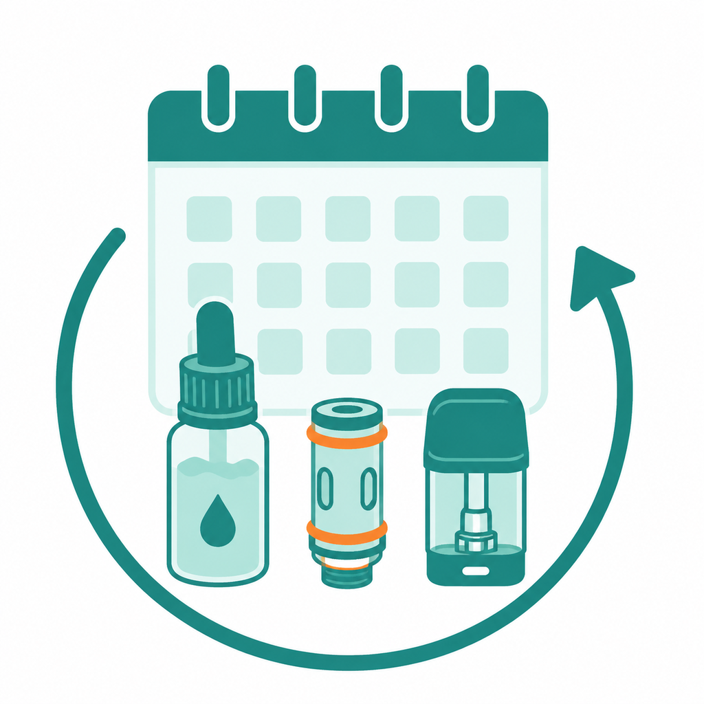 Calendrier, trois consommables et une flèche circulaire